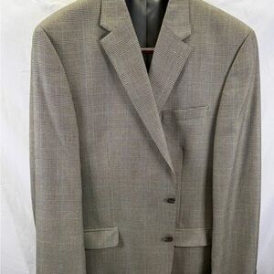 Chaps Mens Two-Button Blazer Gray Plaid Polyester Blend Sport Coat Jacket 46L